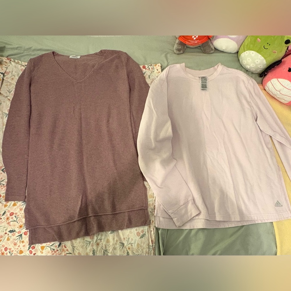 Pink and Purple Long Sleeve Tops
